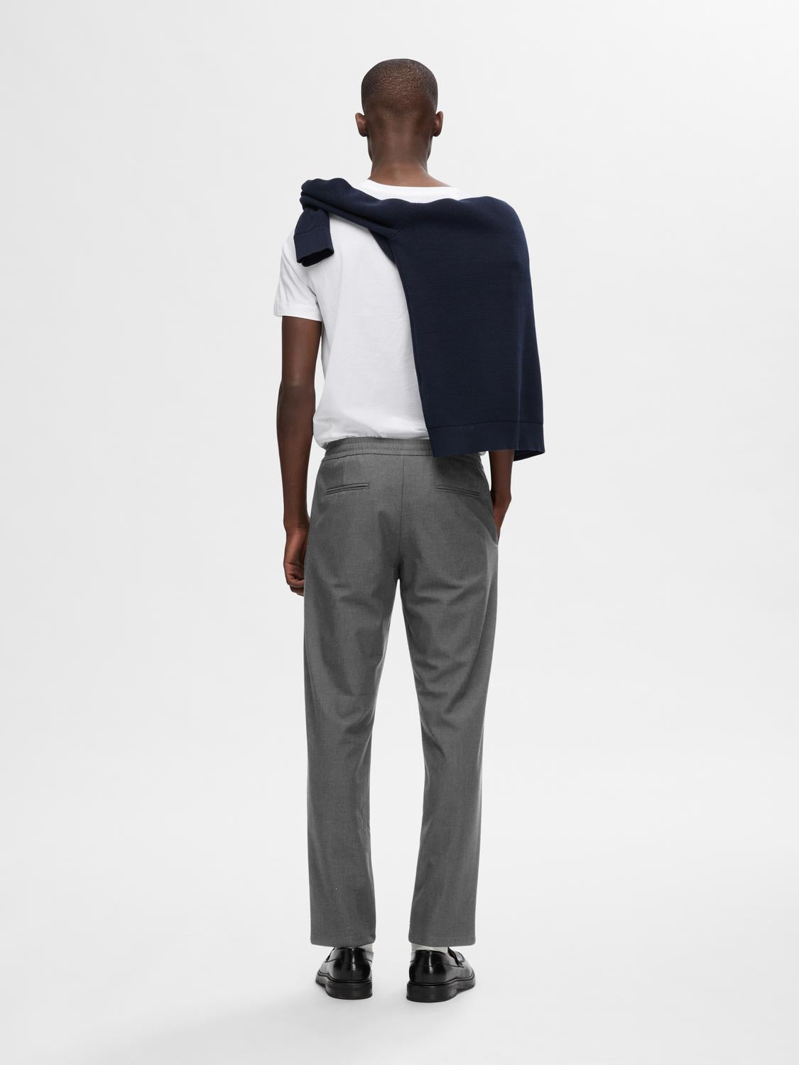 Grey Drawstring Straight Fit Pants