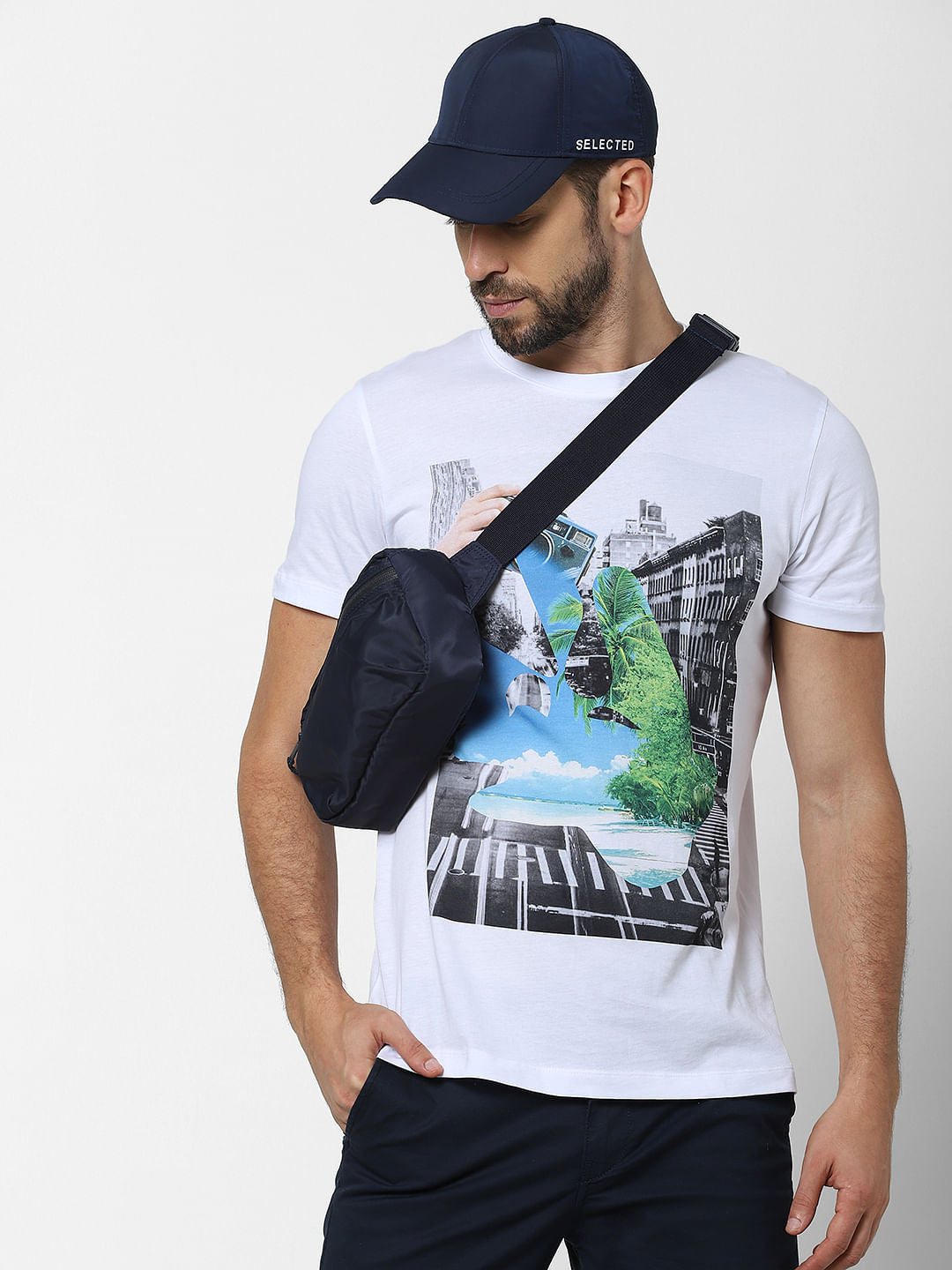 White Organic Cotton Graphic Crew Neck T-Shirt