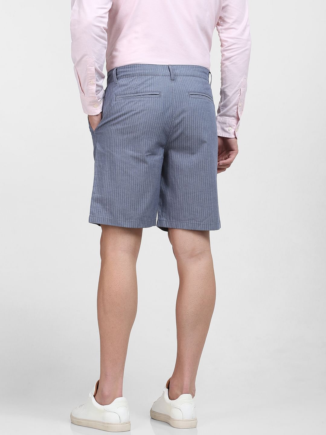 Blue Organic Cotton Striped Shorts