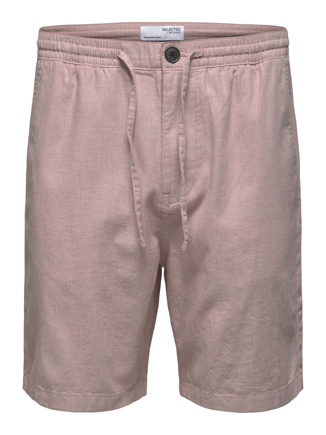Blue Mid Rise Cotton & Linen Shorts