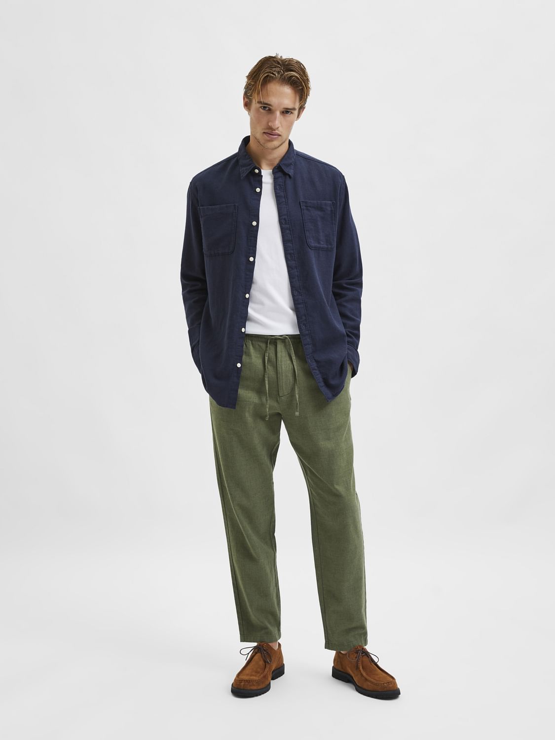 Green Mid Rise Organic Cotton Pants