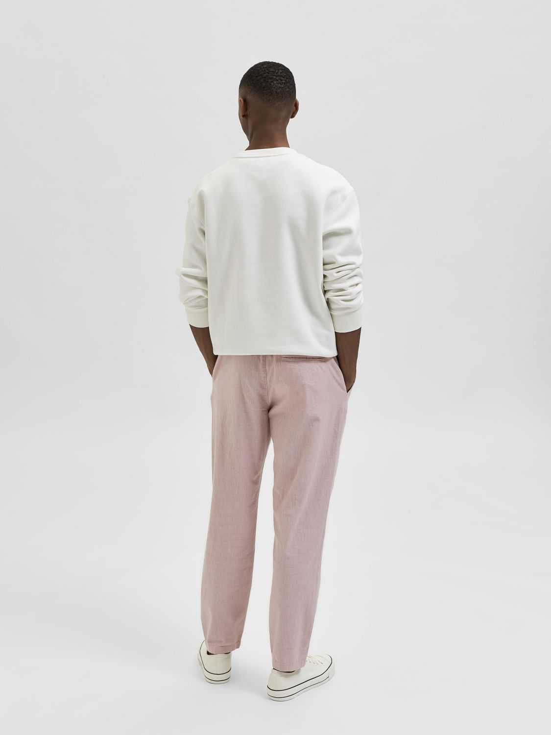 Pink Linen Blend Pants