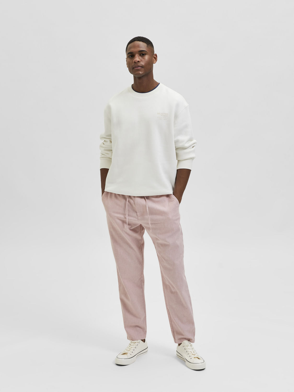 Pink Linen Blend Pants