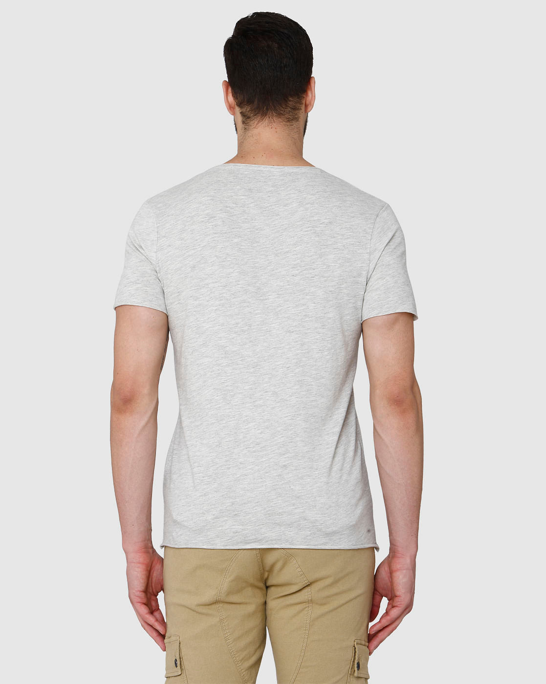 Grey Printed Crew Neck T-Shirt