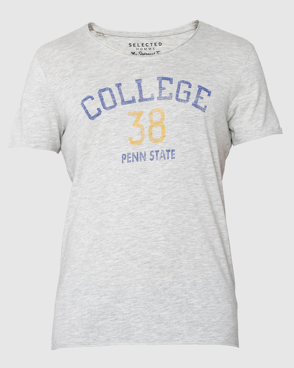 Grey Printed Crew Neck T-Shirt