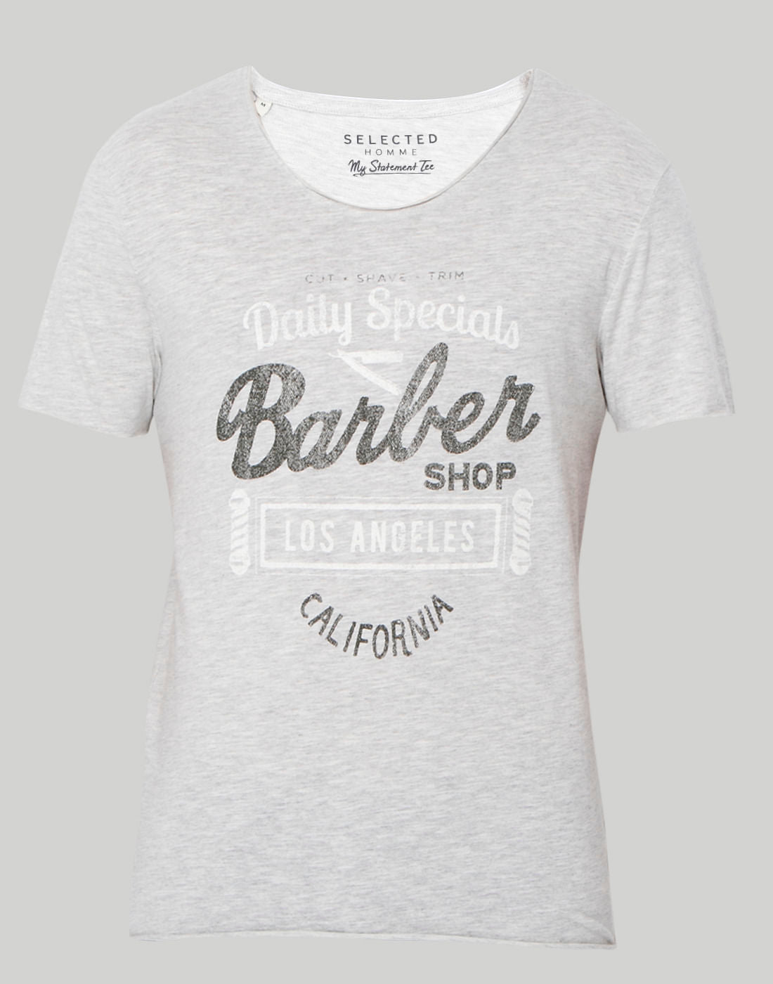 Grey Printed Crew Neck T-Shirt