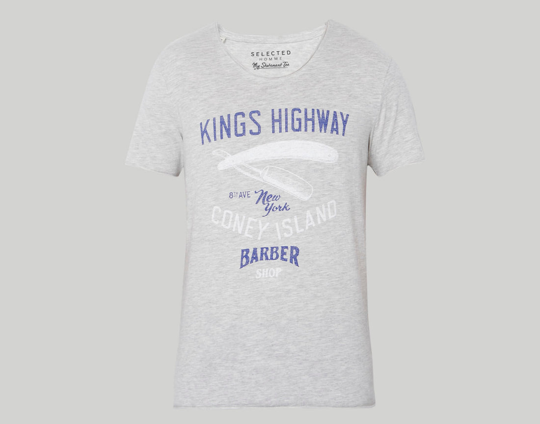 Grey Printed Crew Neck T-Shirt