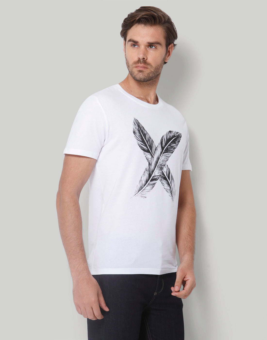 White Printed Crew Neck T-Shirt