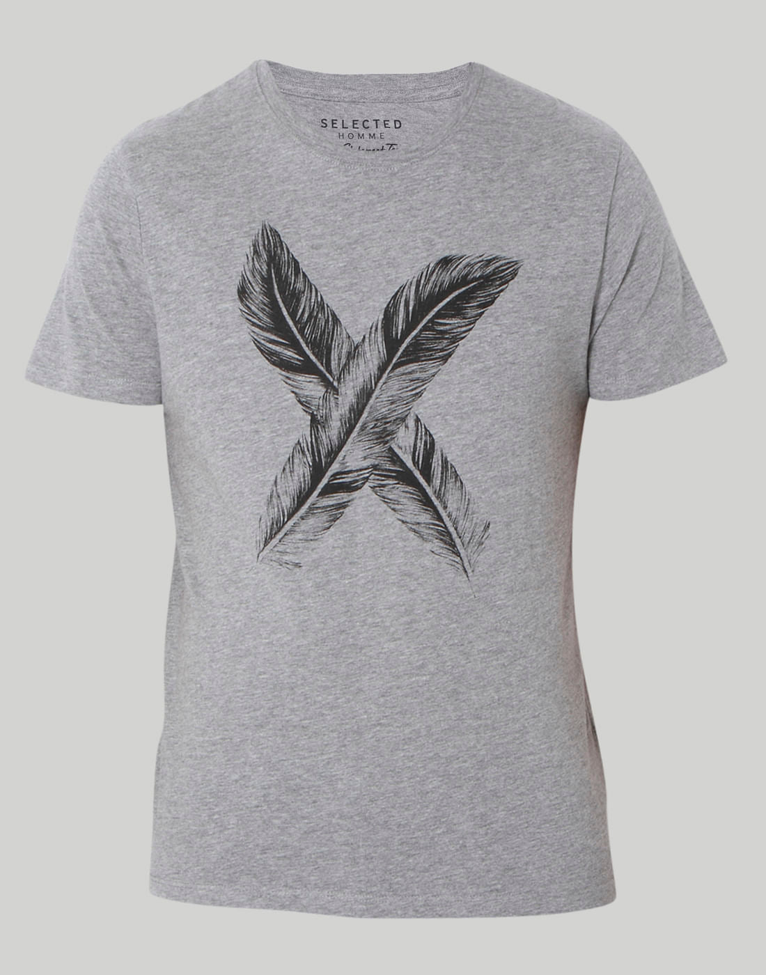 Grey Printed Crew Neck T-Shirt