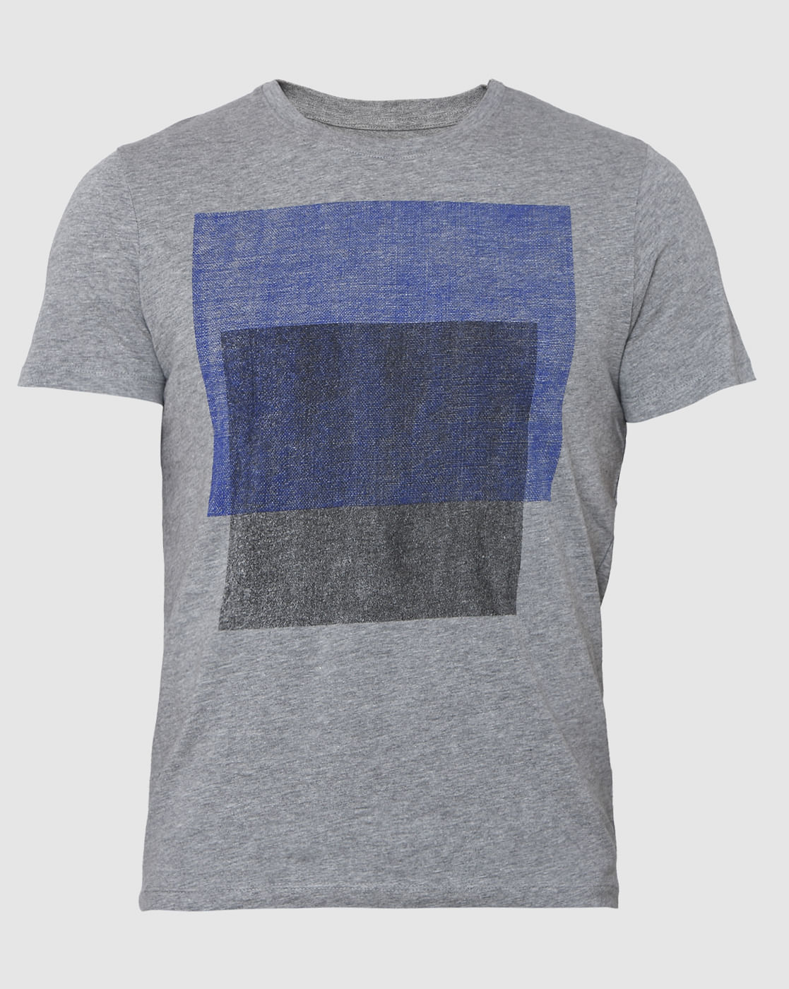 Grey Printed Crew Neck T-Shirt