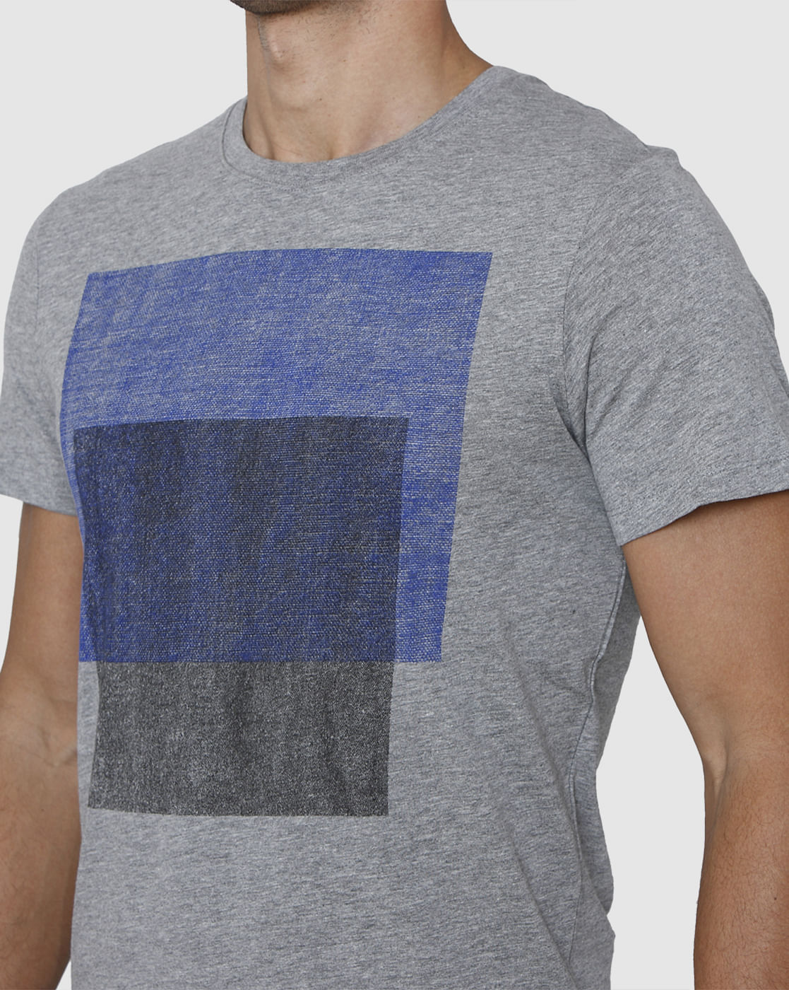 Grey Printed Crew Neck T-Shirt