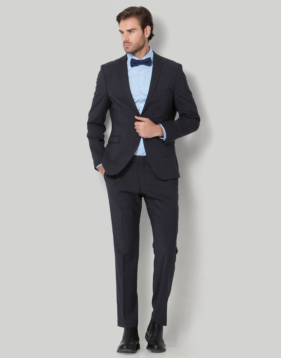 Navy Blue Check Formal Blazer