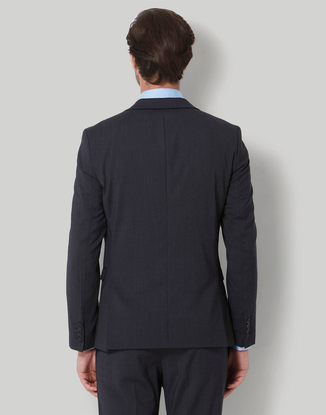 Navy Blue Check Formal Blazer