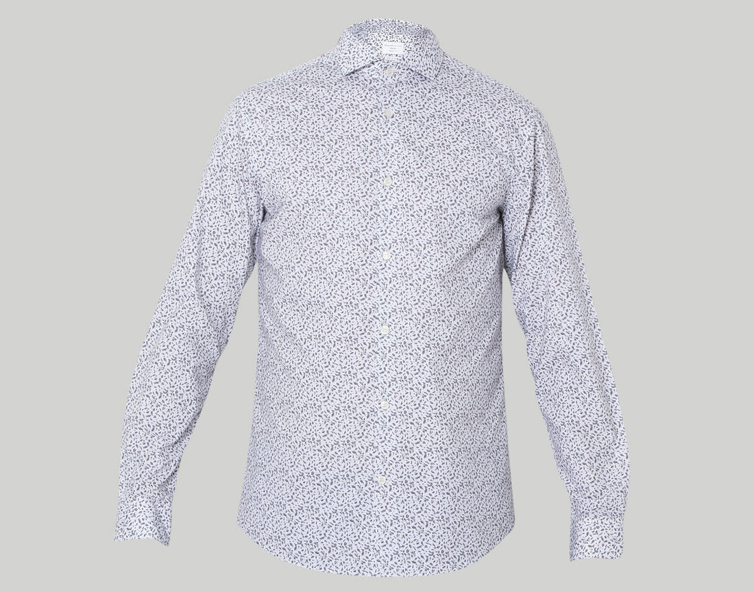 White Printed Full Sleeves Shirt