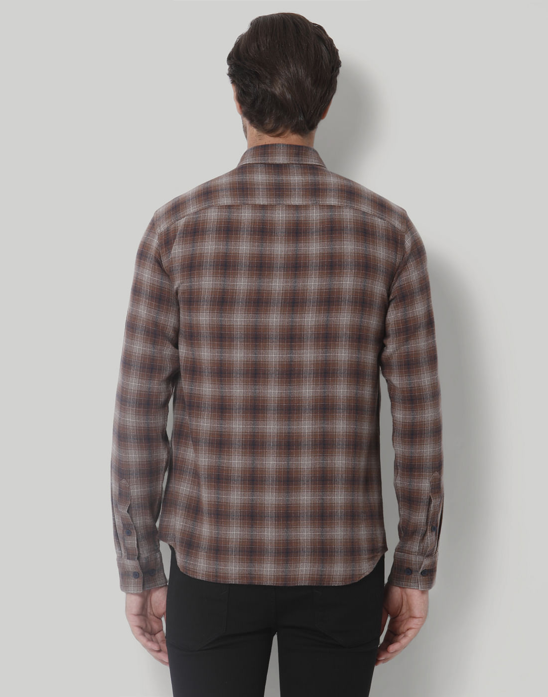 Brown Check Full Sleeves Shirt