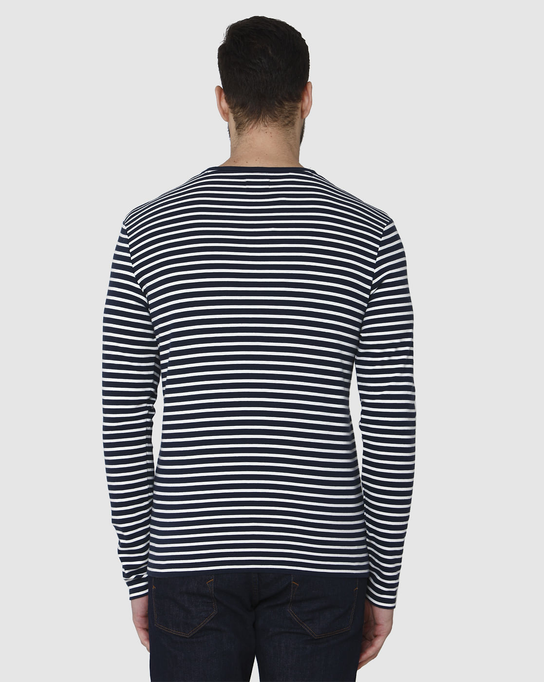 Blue Striped Crew Neck T-Shirt