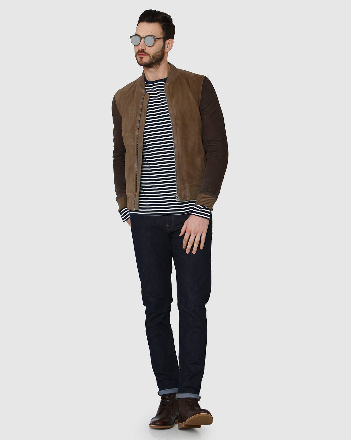 Blue Striped Crew Neck T-Shirt