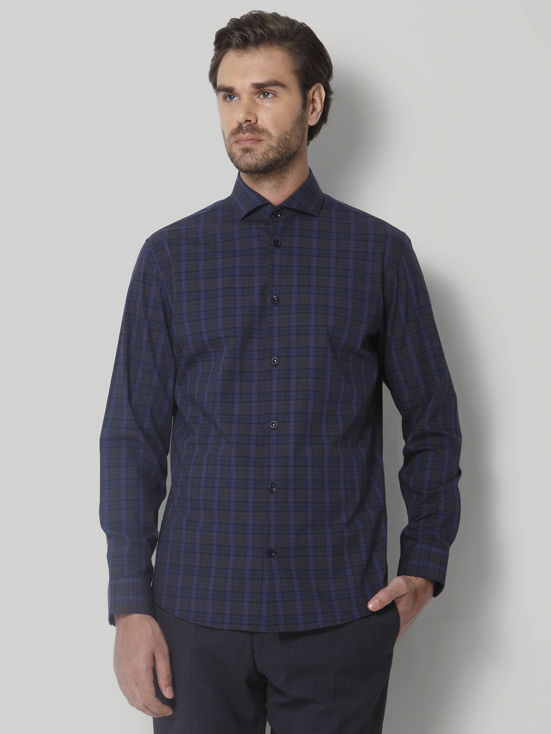Blue Check Full Sleeves Shirt