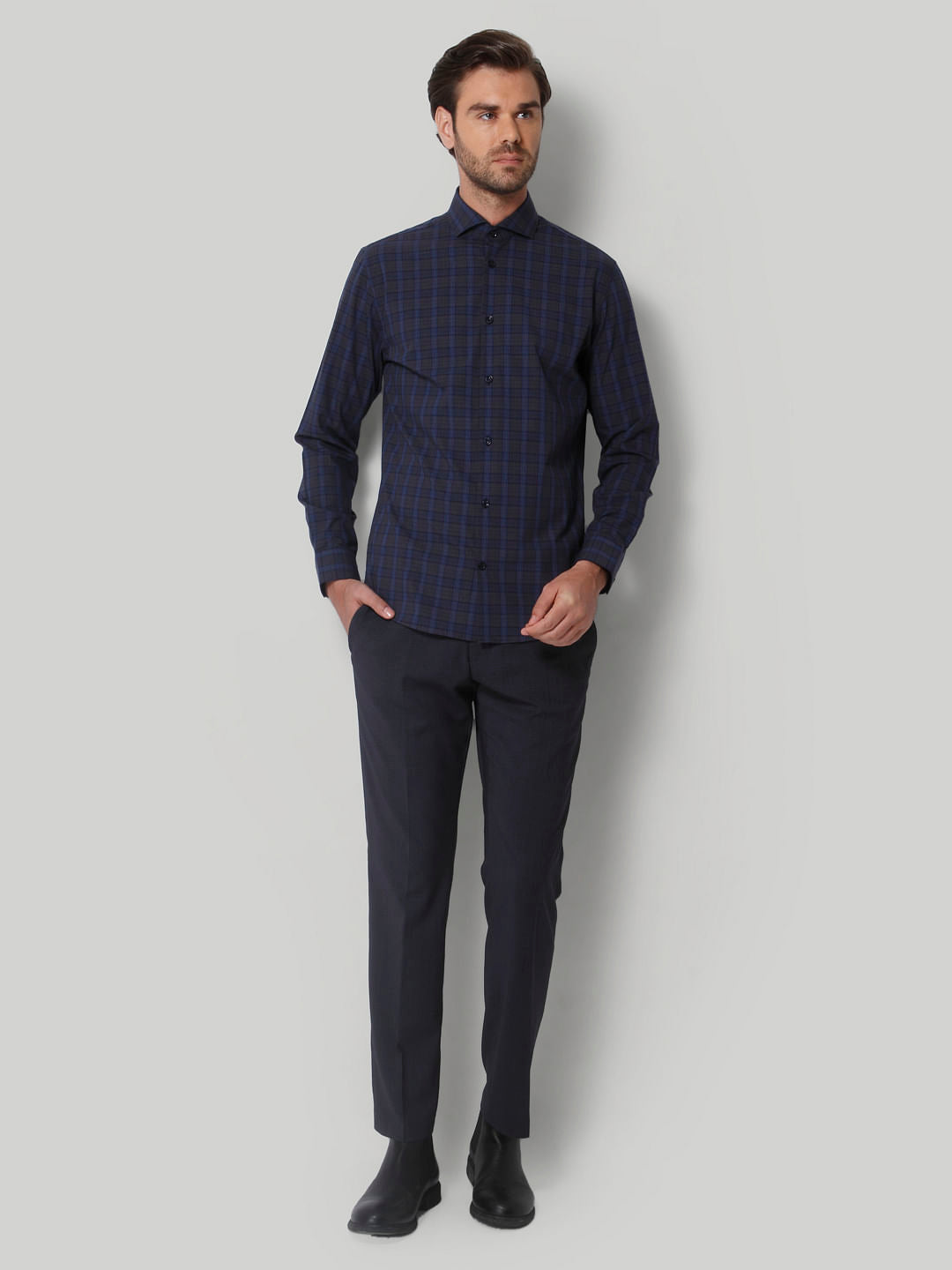 Blue Check Full Sleeves Shirt