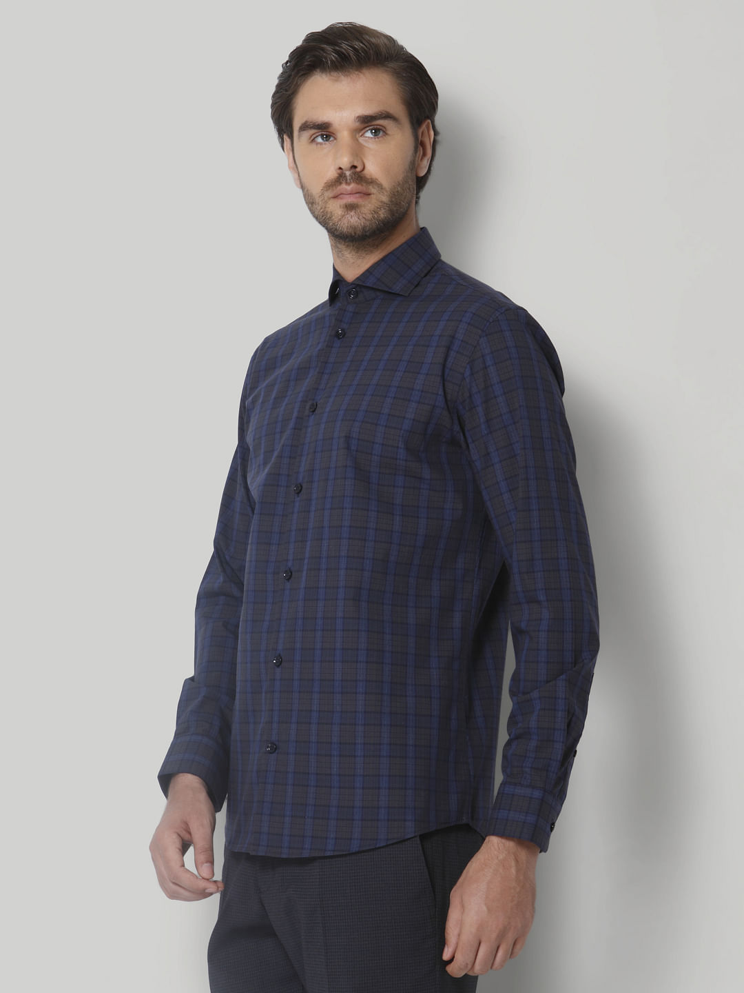 Blue Check Full Sleeves Shirt