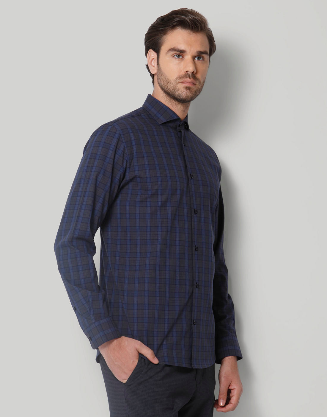 Blue Check Full Sleeves Shirt