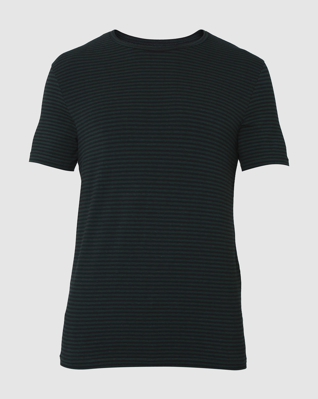 Green Striped Crew Neck T-Shirt