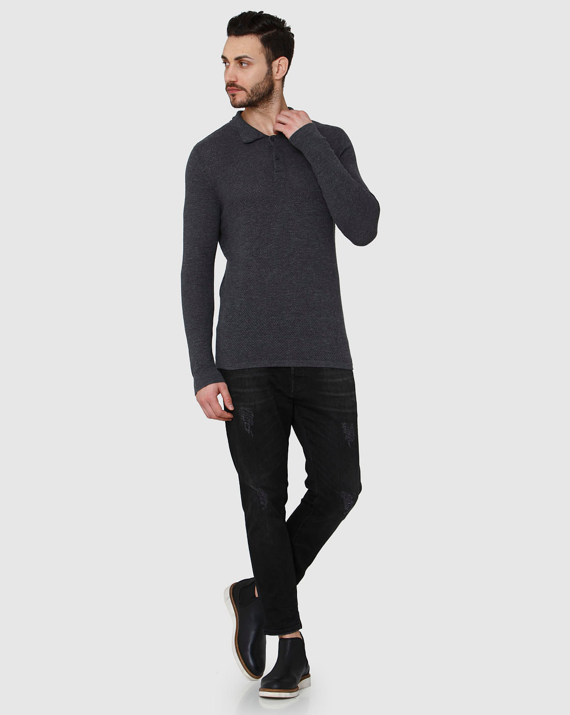 Black Polo Neck T-Shirt