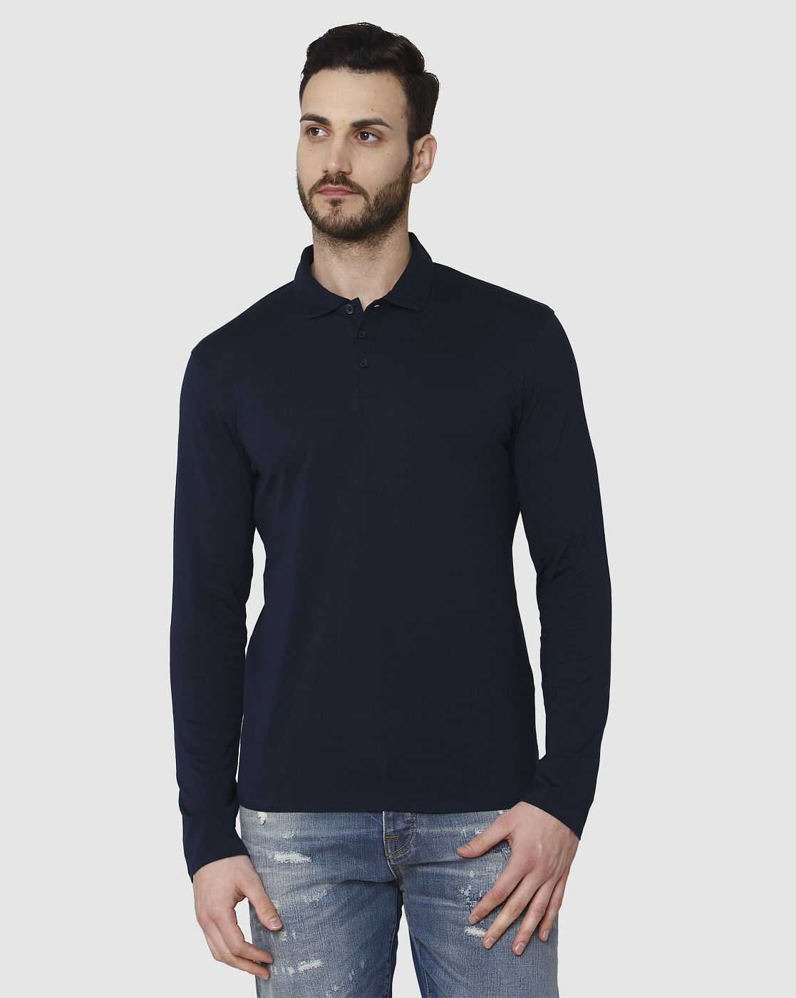 Blue Polo Neck T-Shirt