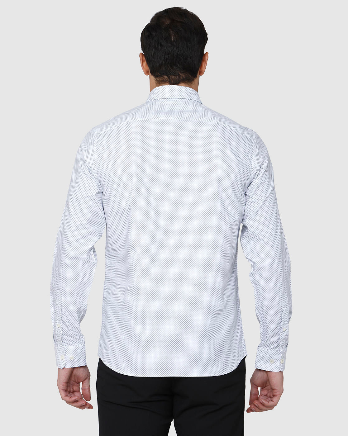 White Printed Full Sleeves Shirt