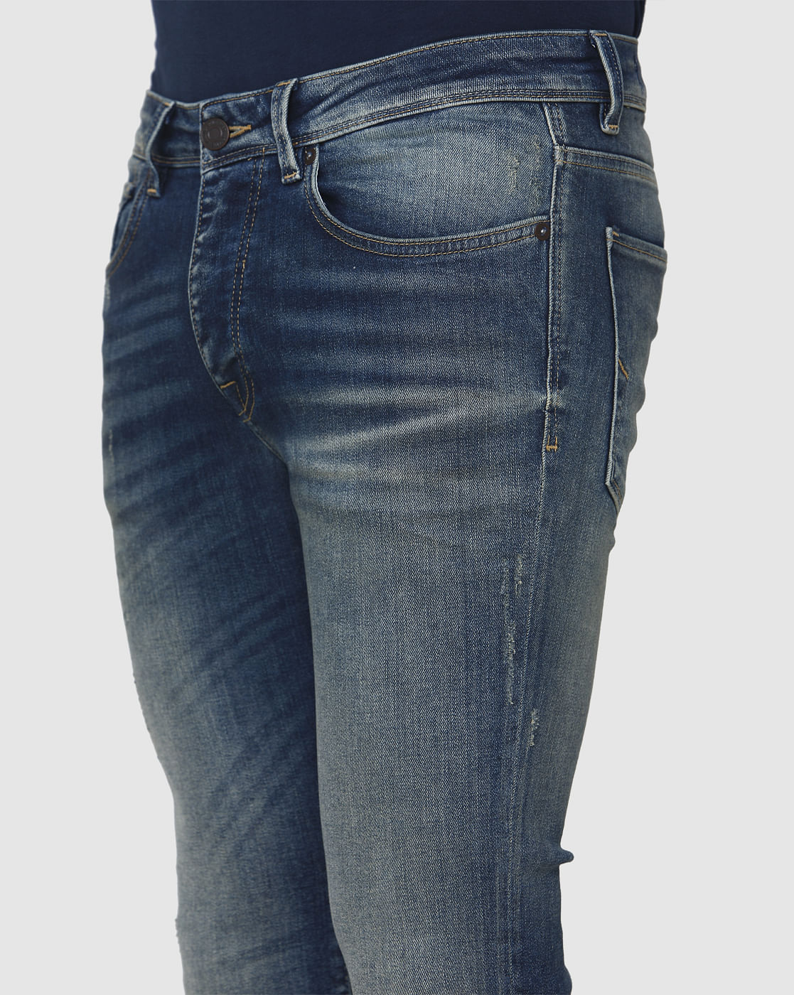 Blue Distressed Skinny Fit Jeans