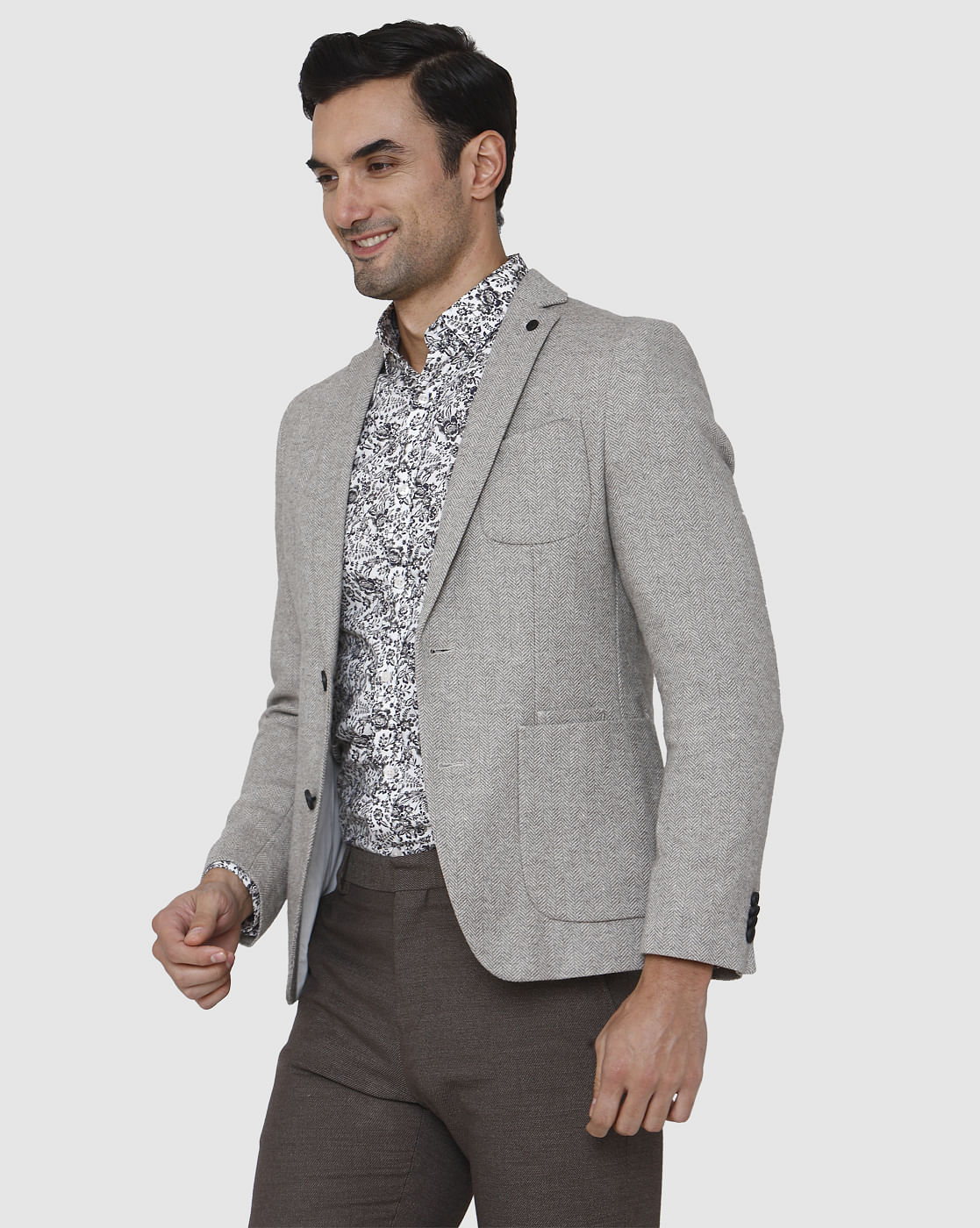 Grey Double Button Blazer