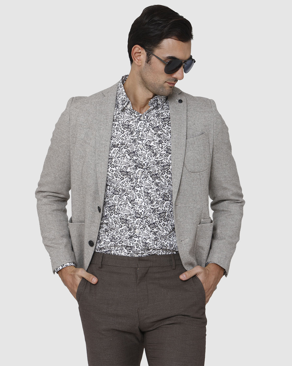 Grey Double Button Blazer