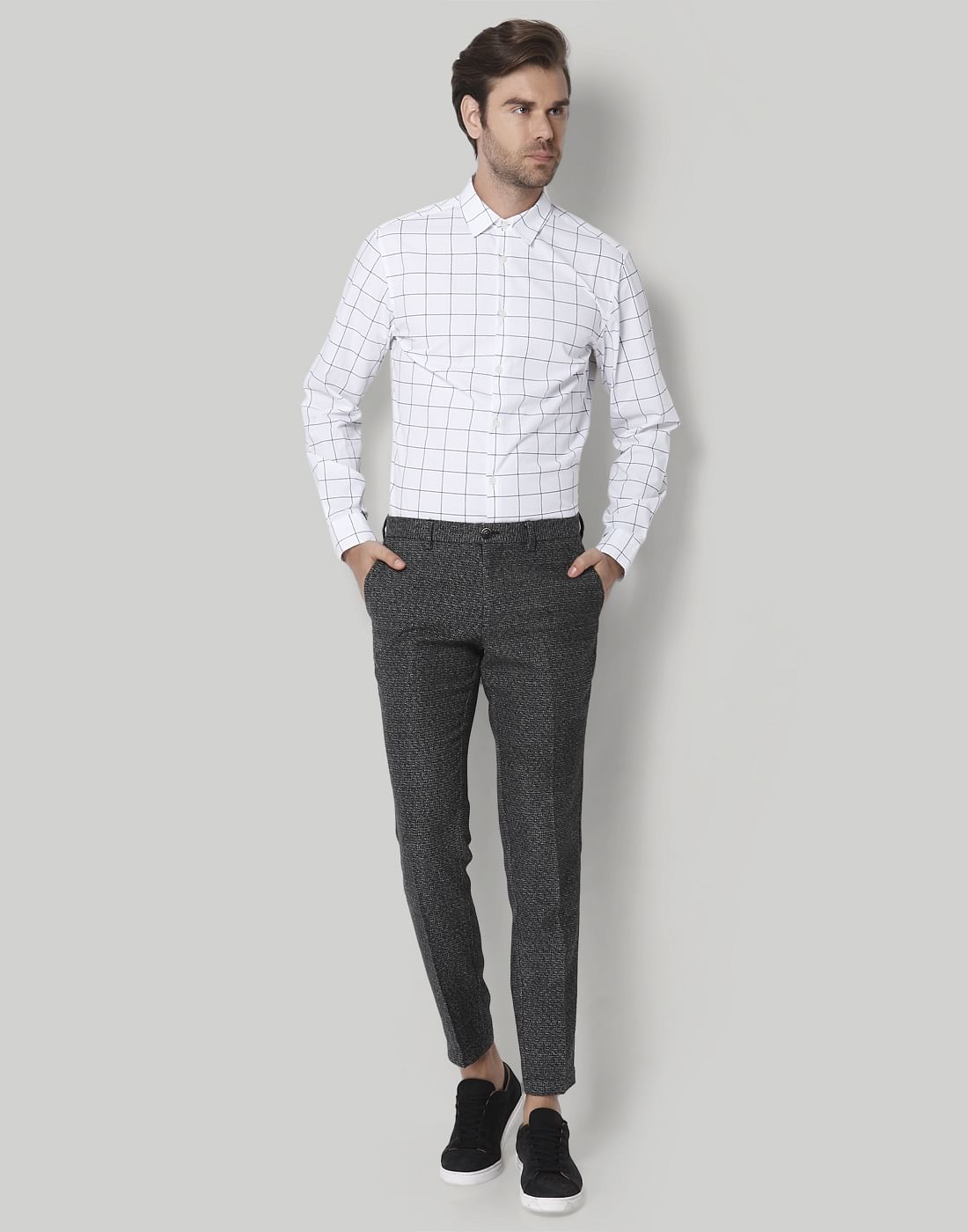 Black Check Formal Trousers