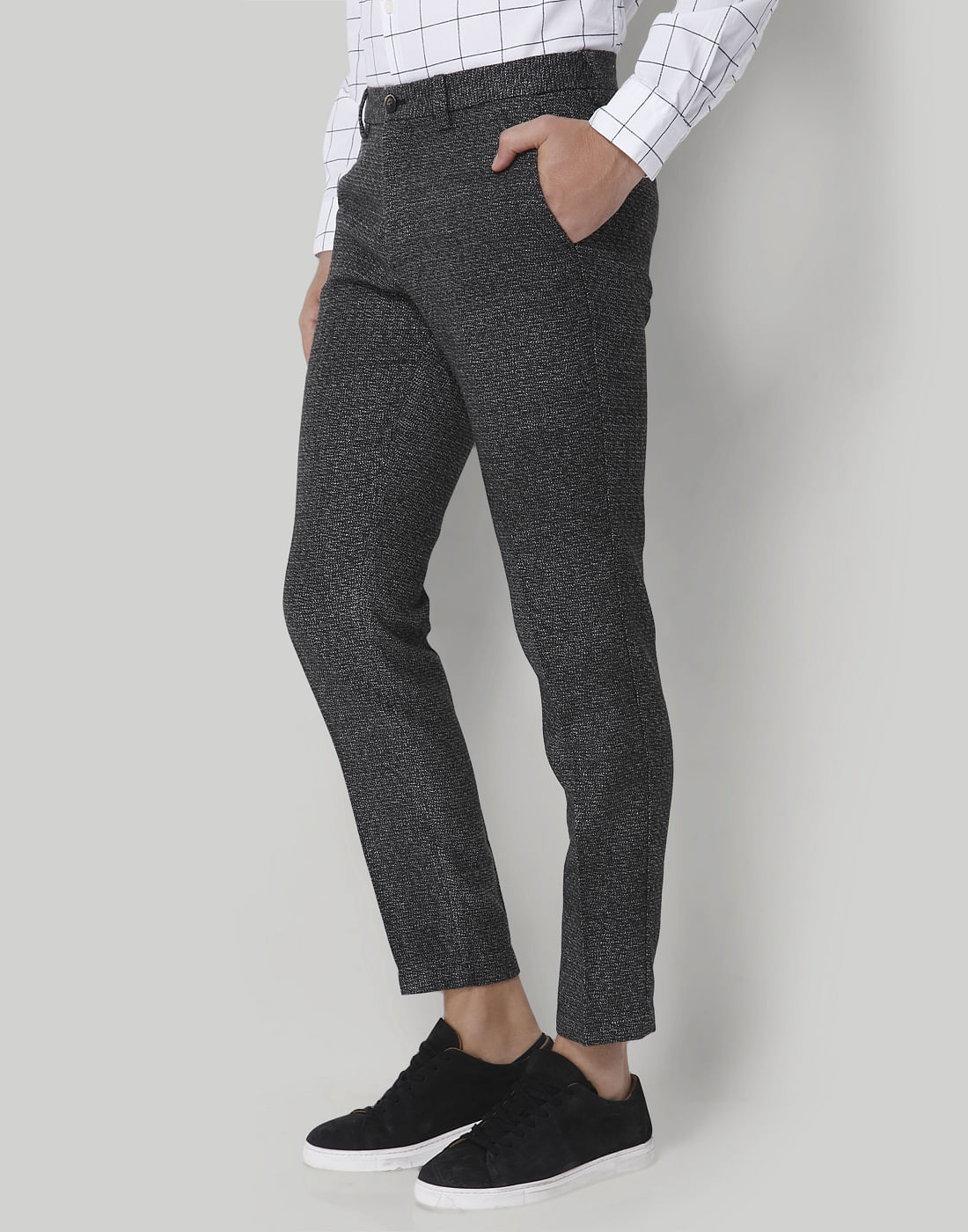 Black Check Formal Trousers