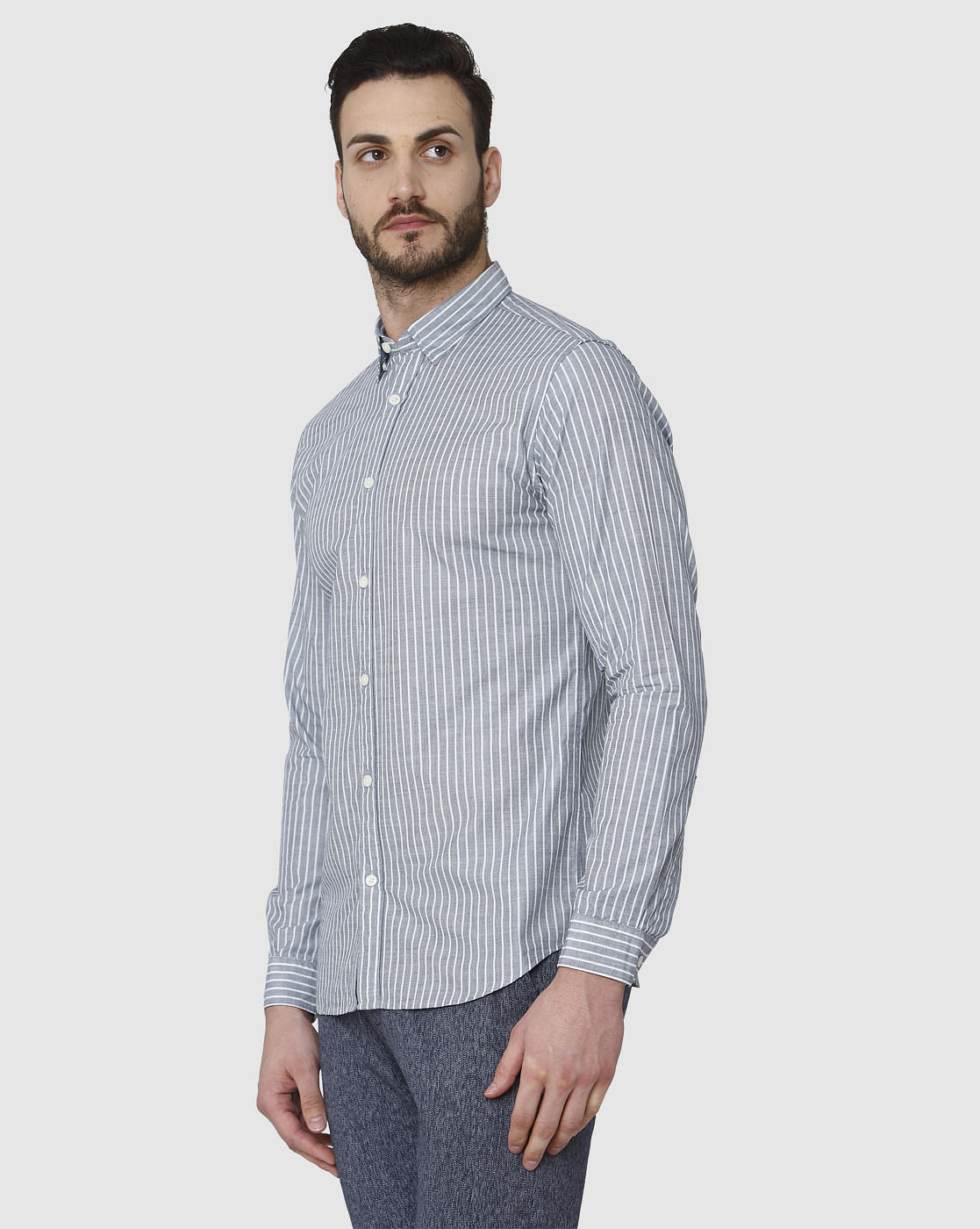 Blue Printed Full Sleeves Shirt