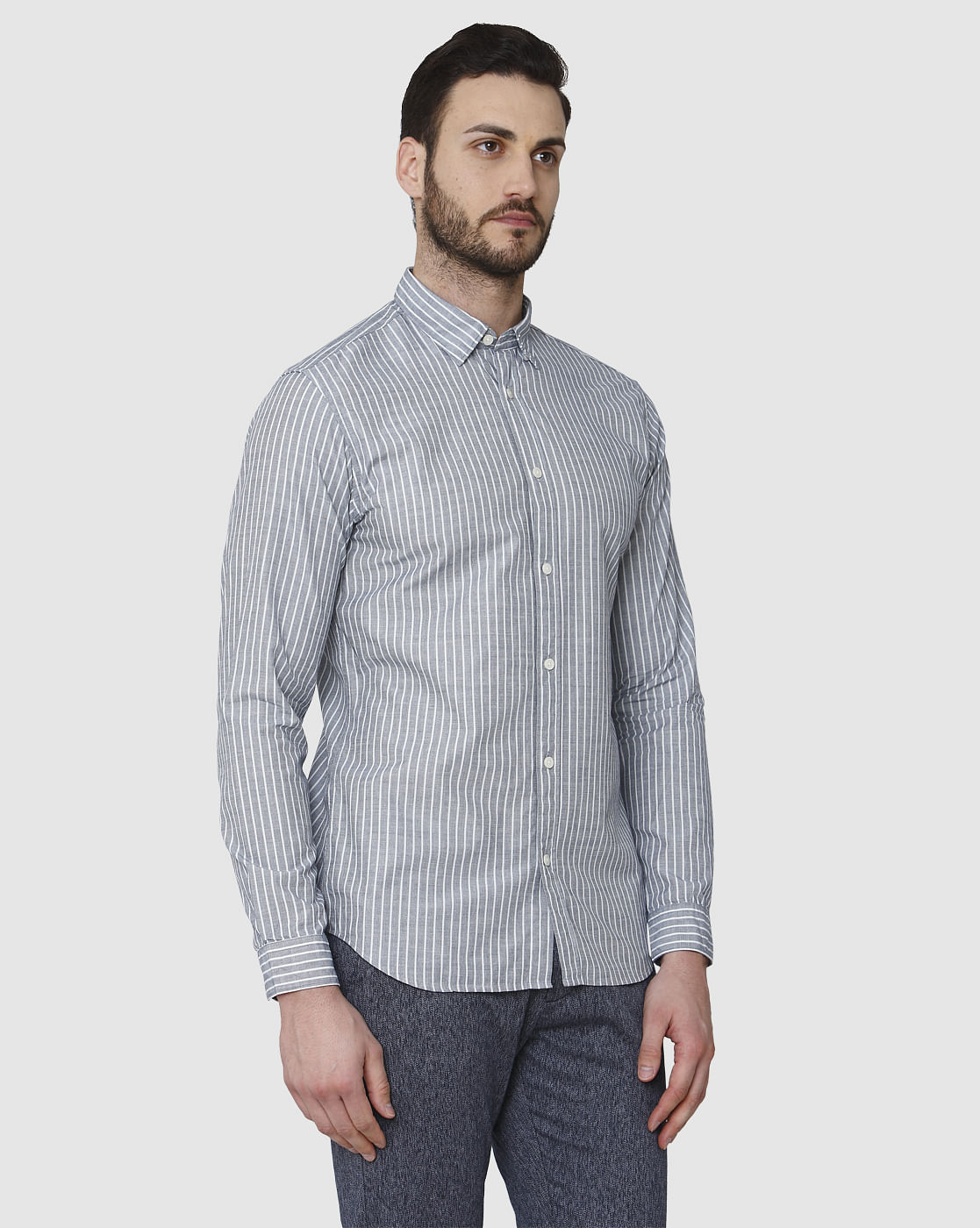 Blue Printed Full Sleeves Shirt
