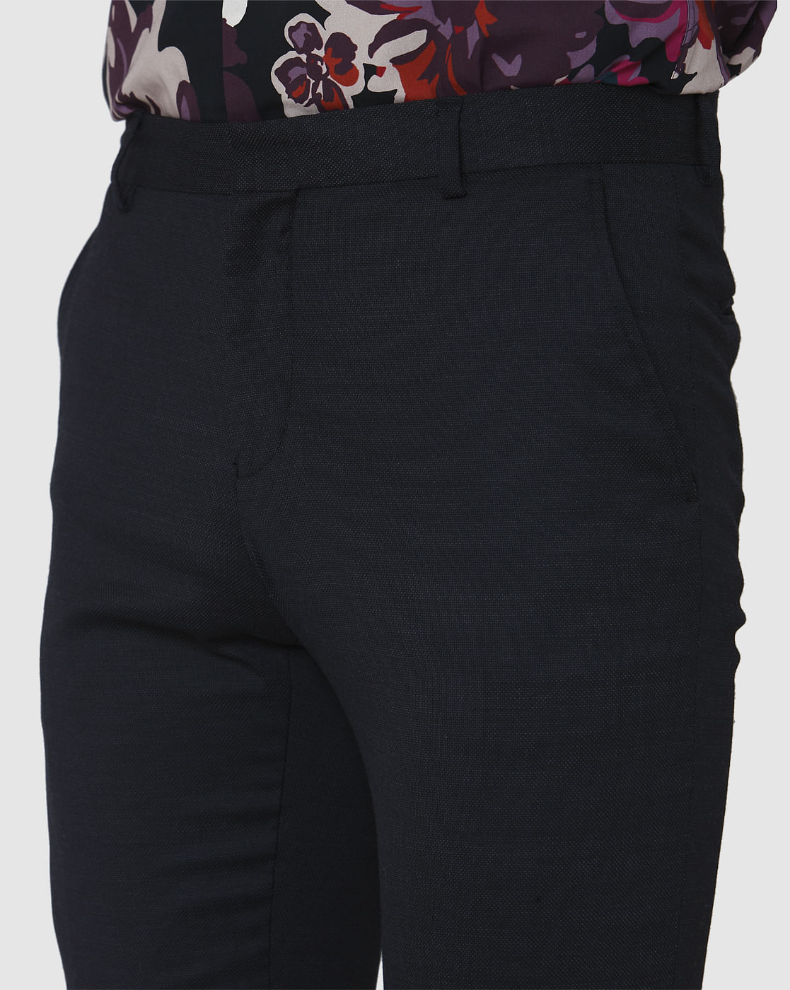 Navy Blue Formal Slim Fit Trousers
