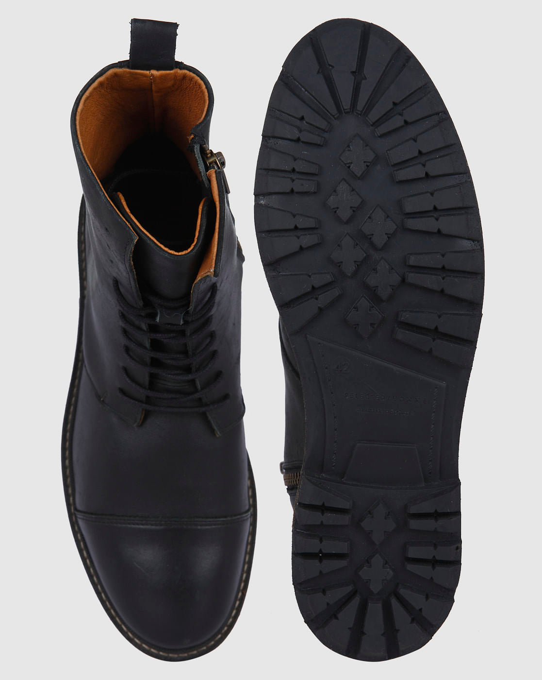 Black Leather Combat Boots