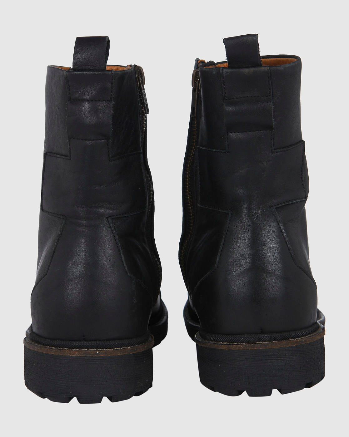 Black Leather Combat Boots