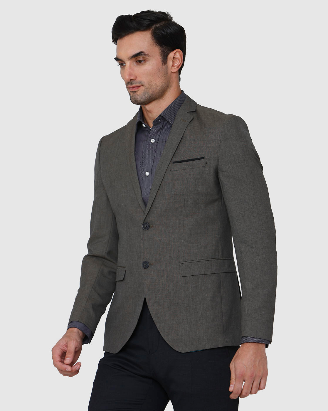 Grey Formal Slim Fit Blazer