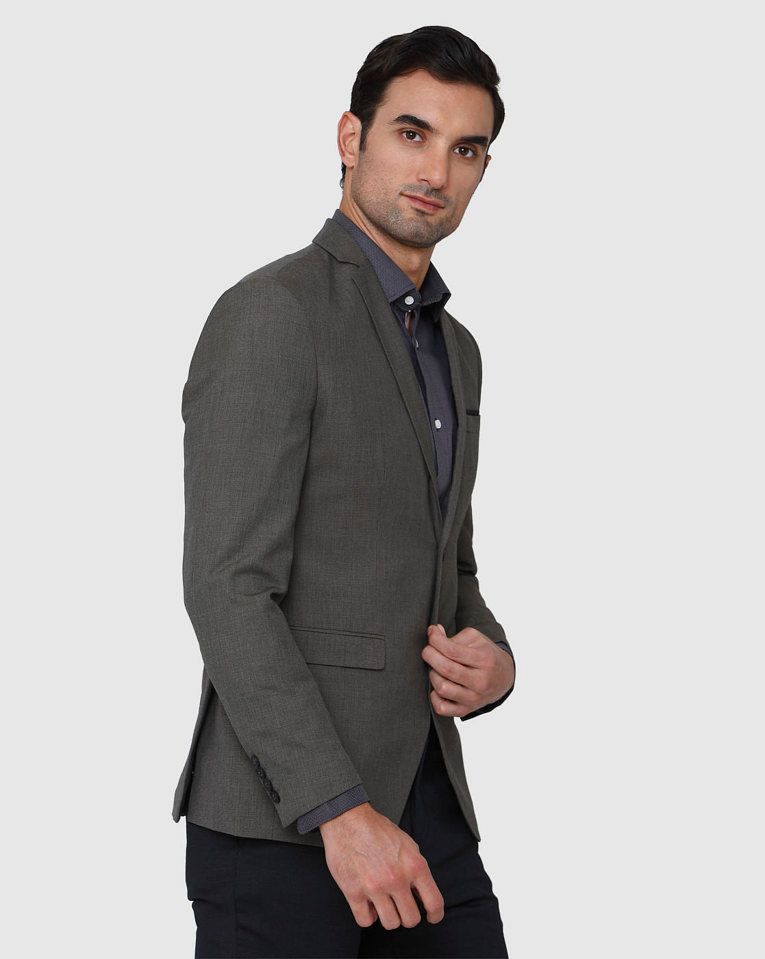 Grey Formal Slim Fit Blazer