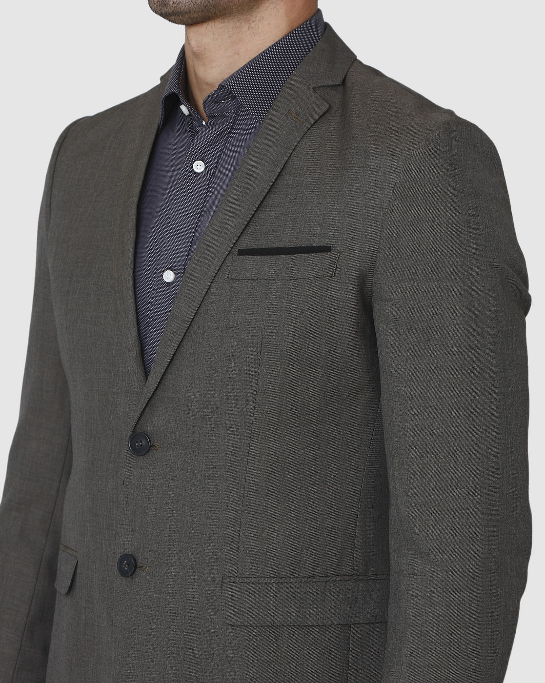 Grey Formal Slim Fit Blazer