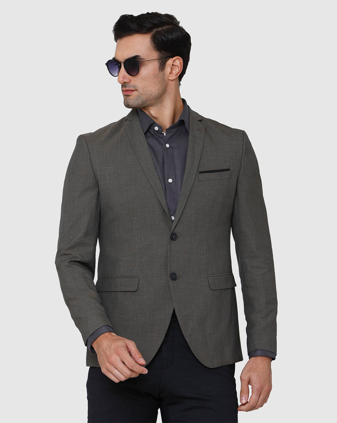 Grey Formal Slim Fit Blazer