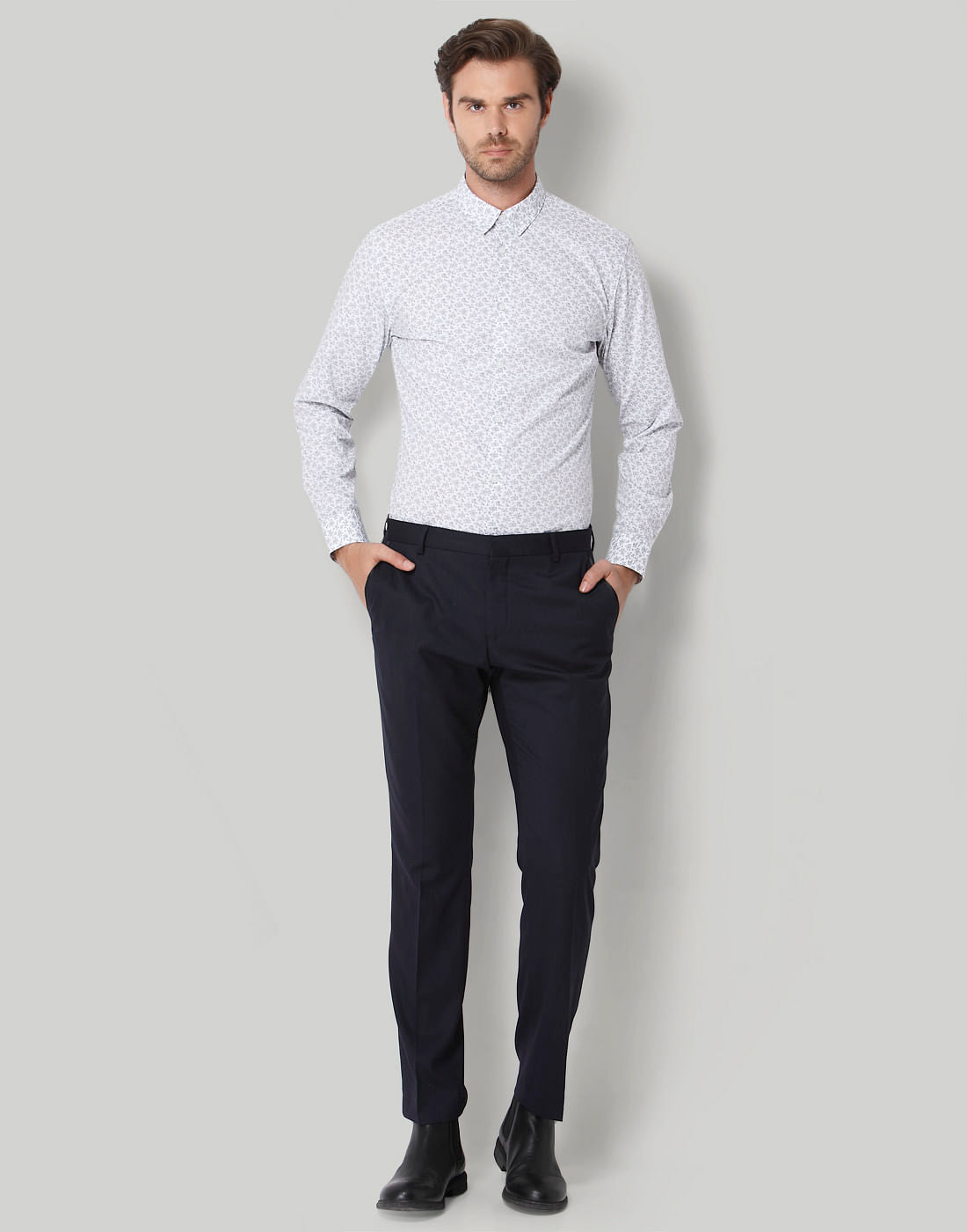 Navy Blue Formal Slim Fit Trousers