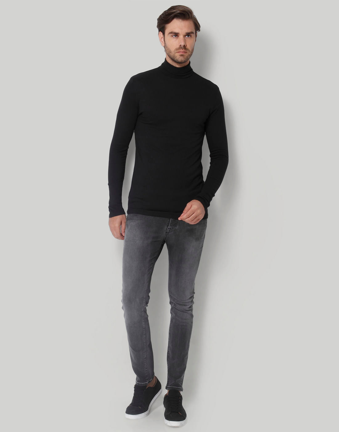 Black Turtle Neck T-Shirt