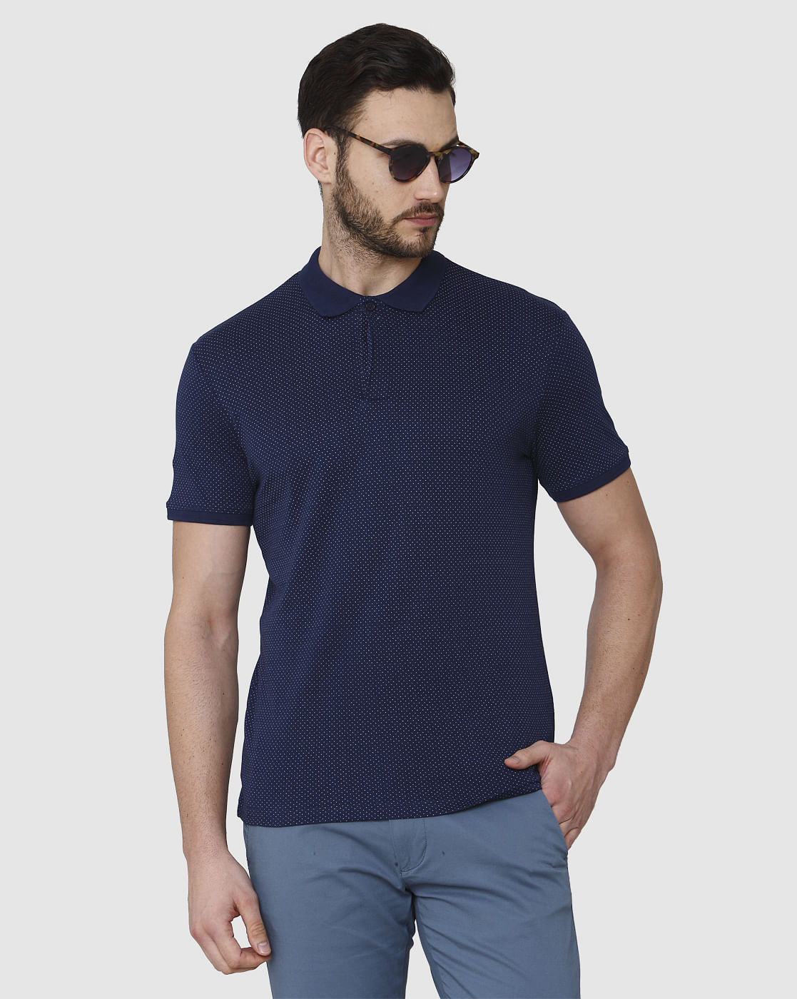 Blue Polo Neck T-Shirt