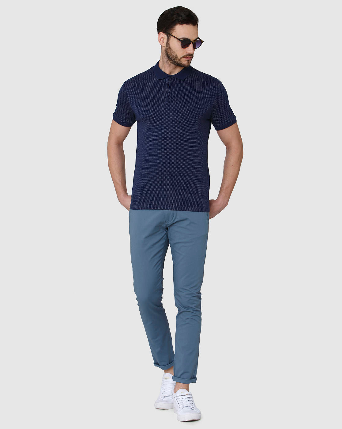 Blue Polo Neck T-Shirt