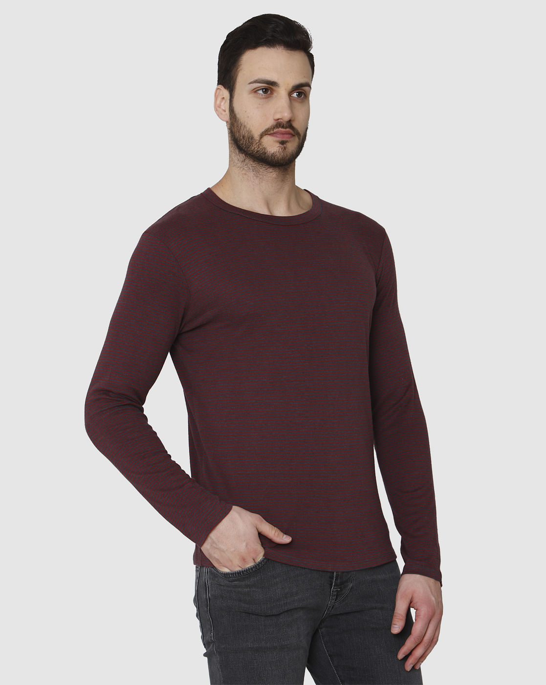 Red Striped Crew Neck T-Shirt