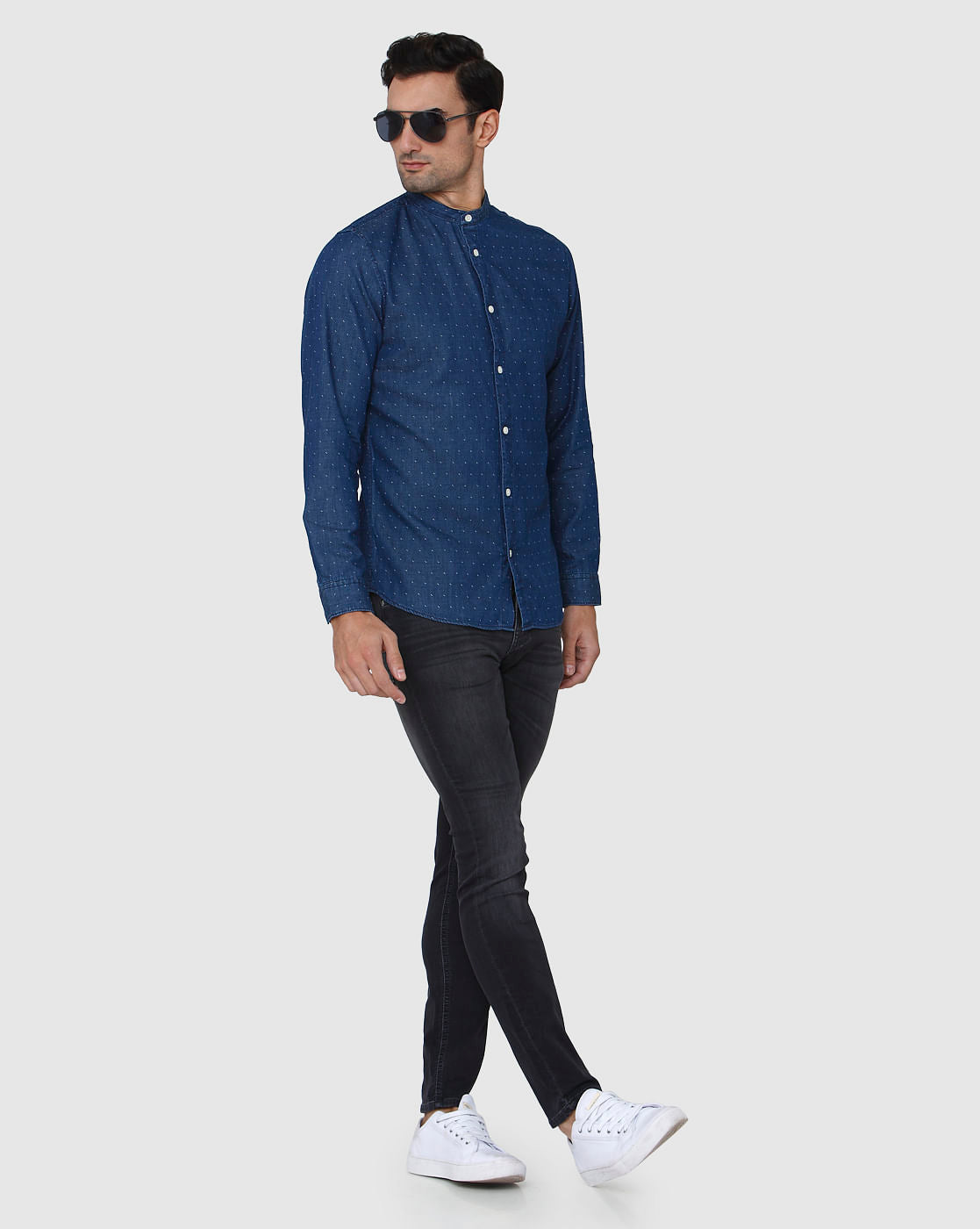Blue Printed Full Sleeves Shirt
