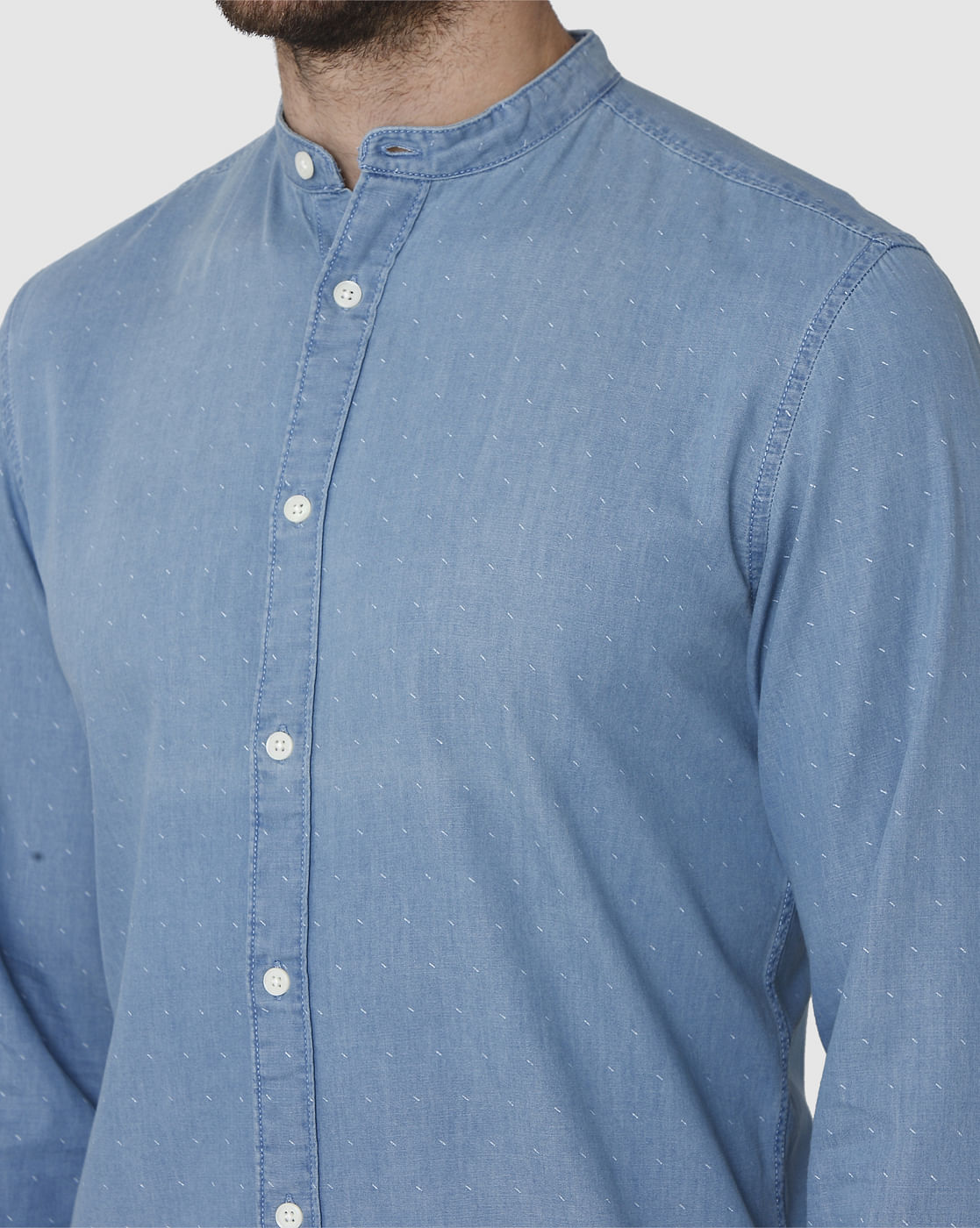 Blue Printed Full Sleeves Shirt